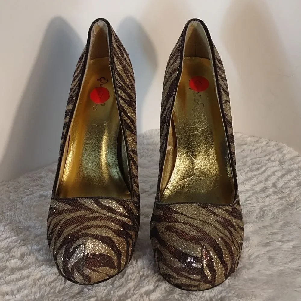 Qupid Zebra Glitter Platforms